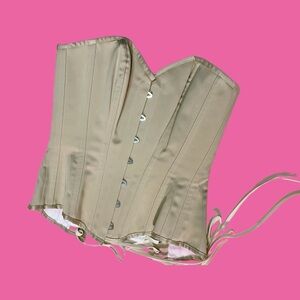 Beige Satin Corset Top - Women's Structured Bustier